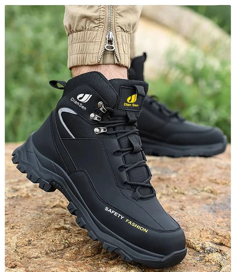 Mens Safety Shoes With Steel Toe Waterproof Boots Puncture Proof Anti-smash Mens Outdoor Work Sneakers Construction Work Shoes