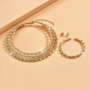 4-piece women's jewelry set with rhinestones, multi-layer collars, earrings, bracelets, wedding party accessories - M & M Global
