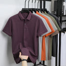 100% pure cotton boutique short sleeved high-end men's polo shirt summer high-quality solid color topsbusiness casual T-shirt