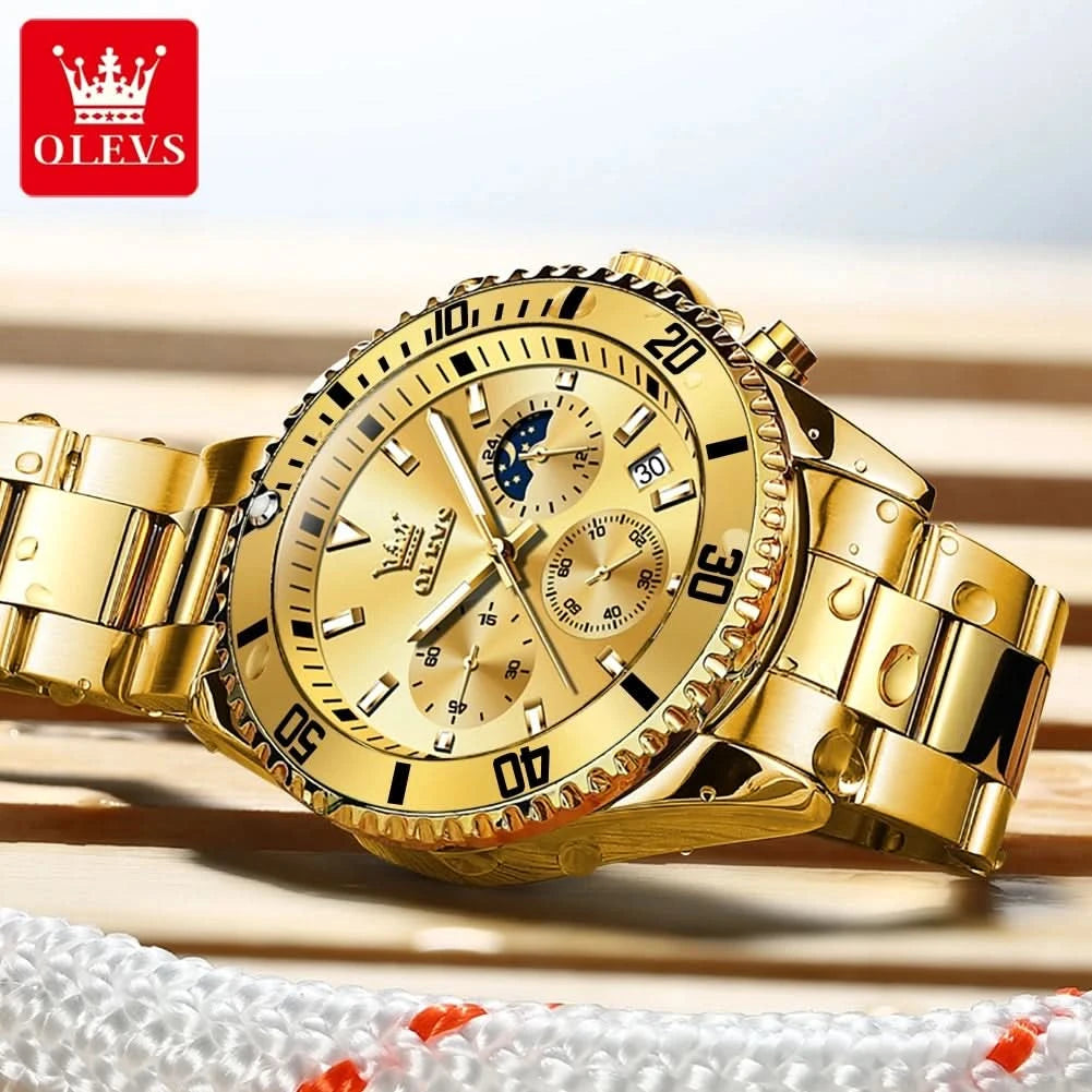 OLEVS Watches For Men Classic with Date Dress Luxury Big Face Waterproof Luminous Men's Wrist Watch Stainless Steel Men Watch - M & M Global