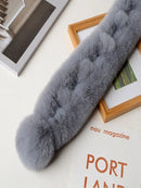 1pc Plush Cross Scarf Faux Rabbit Fur Thickened Plush Ball Thermal Scarf Thick Winter Women Neck Warmer Collar Neckerchief