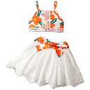 Summer Baby Girl Fashion Lace Strap Top Short Skirt Set Baby Girl Cute Fashion Casual Embroidered Skirt Set - M & M Global