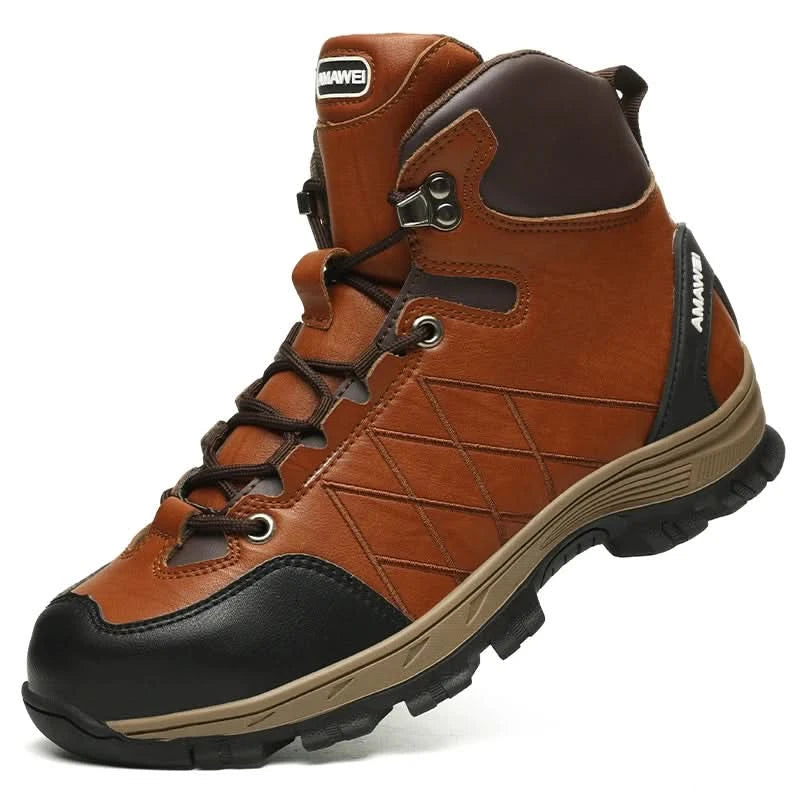 Men’s Steel Toe Work Shoes Widen Metatarsal Protection Puncture-Resistant Slip & Abrasion-Resistant Construction Work Shoes