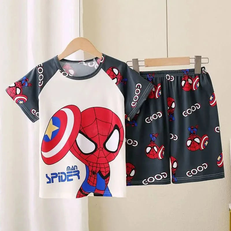 Lightweight Short Sleeve Pajama Set for Children Comfortable and Breathable Summer Homewear for Boys and Girls Daily Use - M & M Global