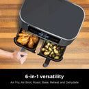 DZ201 Foodi 8 Quart 6-in-1 DualZone 2-Basket Air Fryer with 2 Independent Frying Baskets, Match Cook & Smart Finish to Roast, Br - M & M Global
