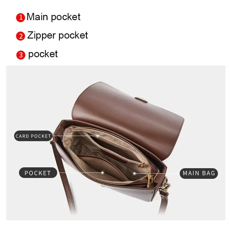 Genuine leather tofu bag large capacity high-end sense one-shoulder armpit commuting practical cowhide crossbody women's bag - M & M Global