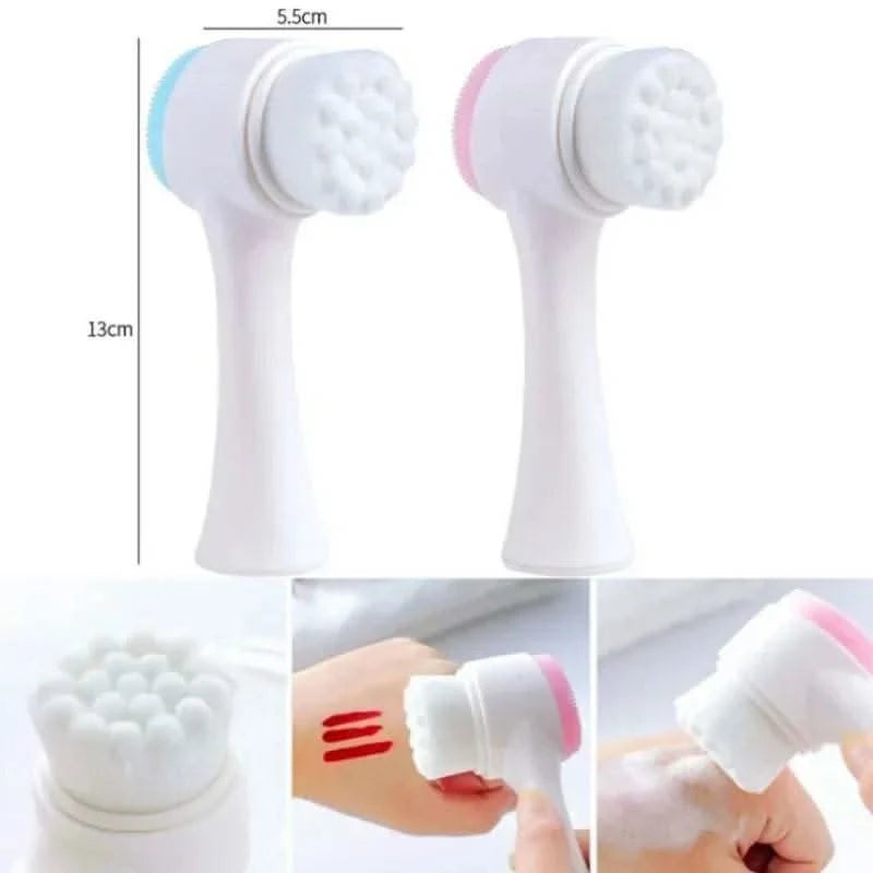 3D Bilateral Silicone Facial Cleanser Manual Massage Facial Brush Soft Bristles Silicone Double-Sided Face Brush Cleaning Tools - M & M Global