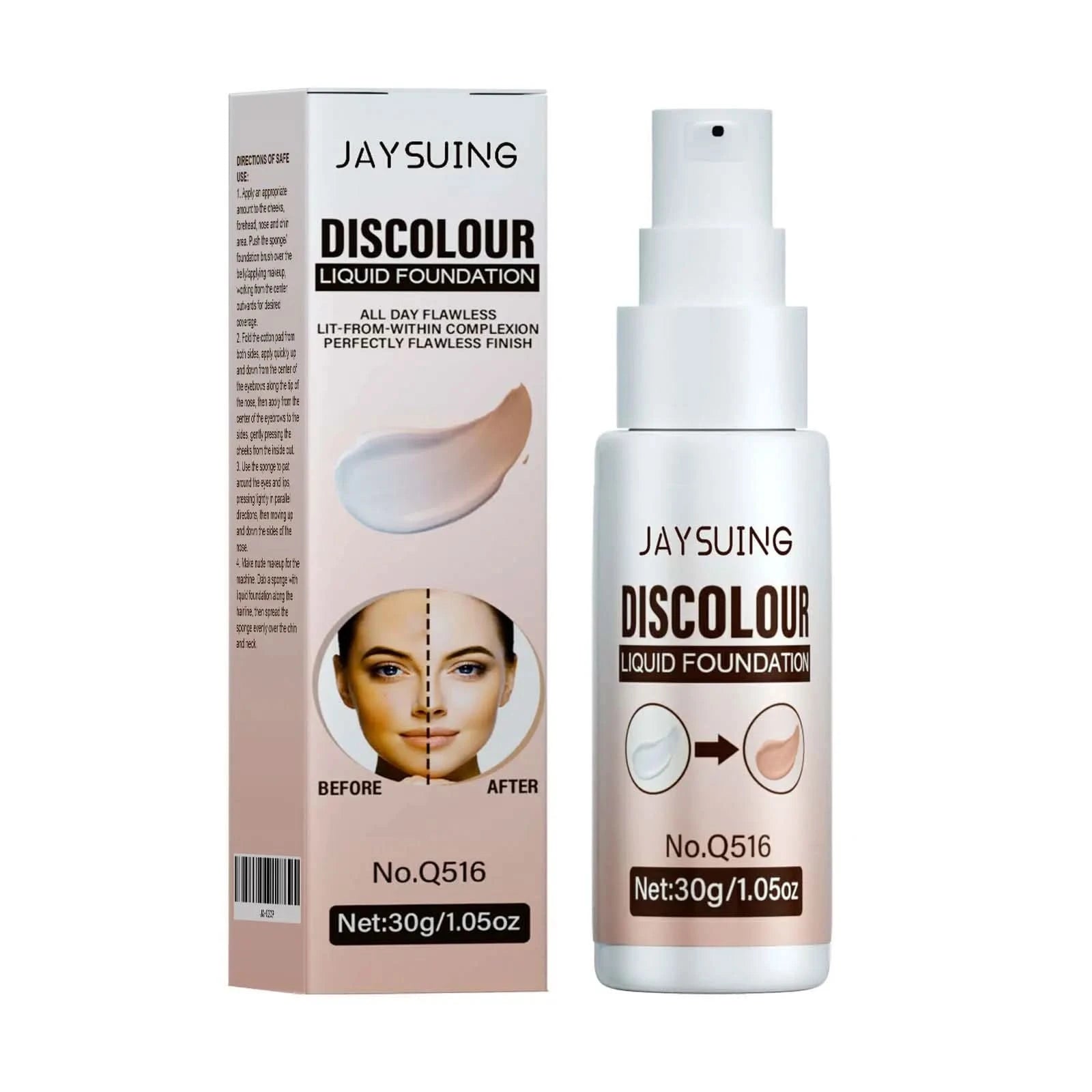 Jaysuing Liquid Foundation Temperature Color Changing Waterproof No Creasing Long-lasting Moisturizing No Separation Makeup - M & M Global