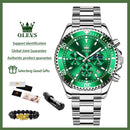OLEVS 2870 Men's Watches Moon Phase Steel Calendar Chronograph Original Quartz Watch Big Rota Dial Luxury Sports Wristwatches