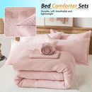 solid striped check Comforter set, soft microfiber, lightweight and breathable, easy to care for - bedding set for all seasons