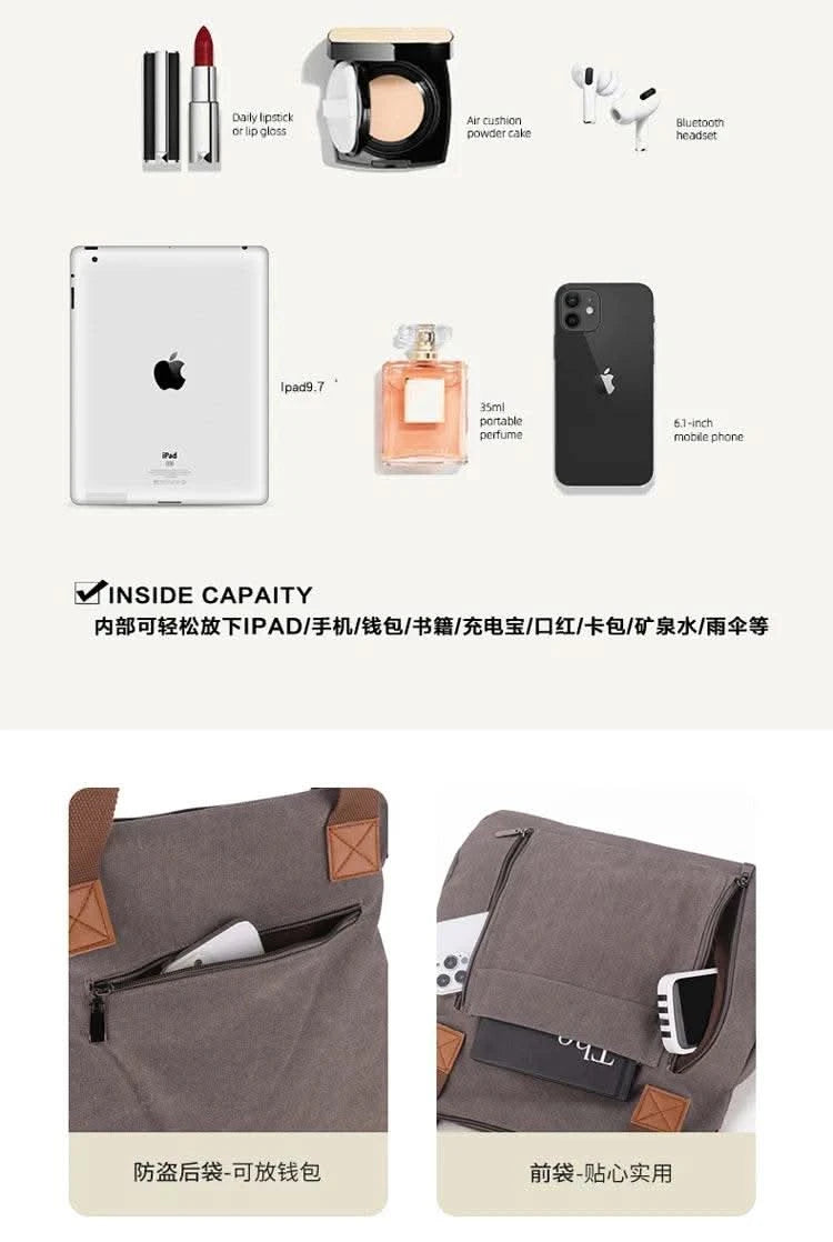 Cross-border large-capacity canvas women's bag, casual cross-body bag, Korean-style fashionable tote bag, simple handbag, new st - M & M Global