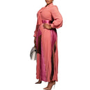 CM.YAYA Elegant Women Wraped Bow Neck Long Sleeve with Sashes Maxi Long Dress Chic INS Sexy Party Prom Big Swing Pleated Dresses - M & M Global