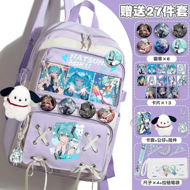 Miku Future School Backpack for Girls 2025 New Fashion Print Youth Pain Bag Large Capacity Backpack for School - M & M Global