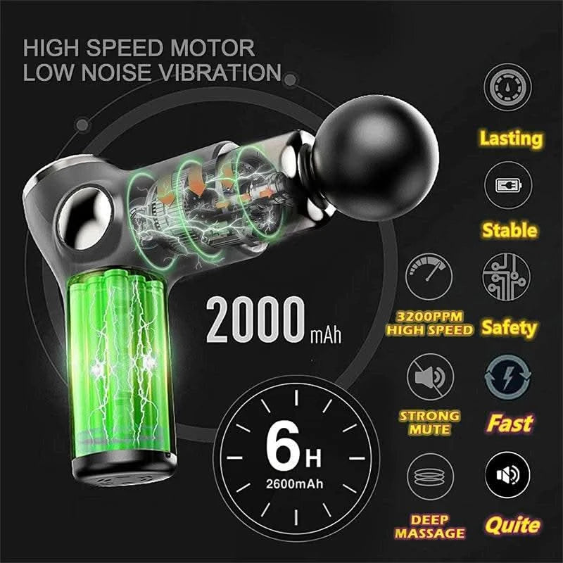 32/6 Speed Electric Massage Gun Slimming Body Neck Back Foot Leg Shoulder Massager Muscle Fascia Gun fitness Percussion Massager - M & M Global