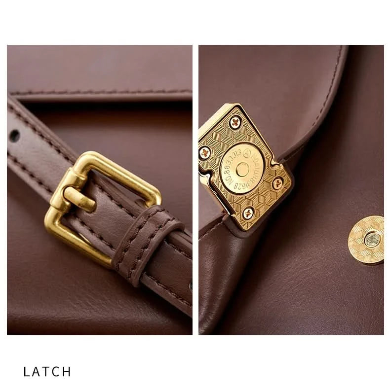Genuine leather tofu bag large capacity high-end sense one-shoulder armpit commuting practical cowhide crossbody women's bag - M & M Global