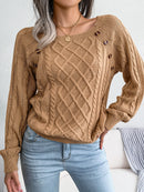 Women Casual Square Collar Buttons Long Sleeve Knitted Pullover Sweaters for Autumn Winter 2026