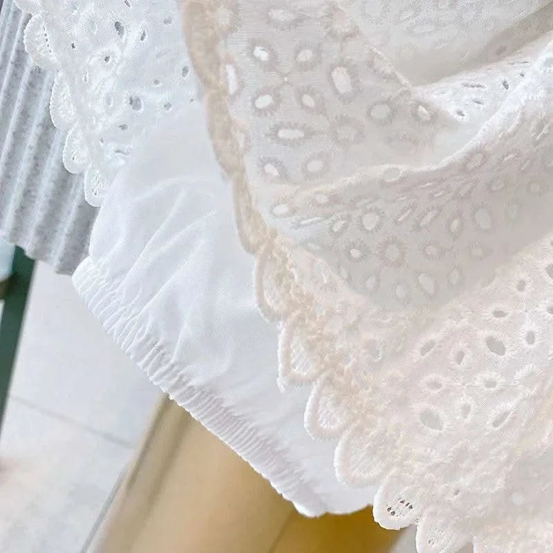 2PCS Kids Sets Summer Girl Clothes Children Hollow Lace Sleeveless Tops Shorts Set Fashion Baby Girl Cardigan Fake Two Suit - M & M Global
