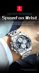 POEDAGAR Luxury Sports Man Wristwatch Waterproof Luminous Chronograph Date Quartz Men's Watches Casual Stainless Steel Men Watch