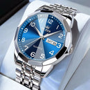 OLEVS Men's Watches Causal Fashion Original Quartz Watch for Man Waterproof Stainless Steel Luminous Date Week Trend Dress Reloj - M & M Global