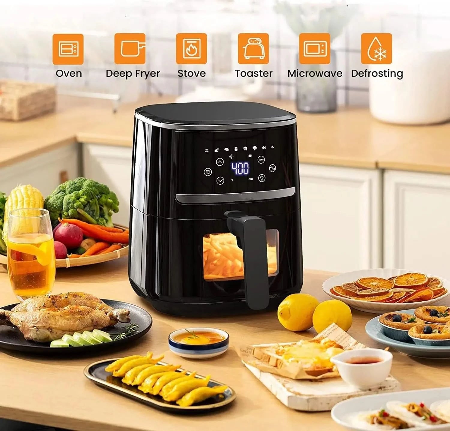 Adoolla Air Fryer Oven 5 Qt Large Oil Free Touch Screen 1500W Mini Oven Combo with 7 Accessories, One-Touch Digital Controls, No - M & M Global
