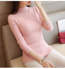 2025 Autumn Women Mock Neck Ruffles Sweater Long Sleeve Knitted Bottoming Solid Pullovers Stripe Women Casual Sweater Winter