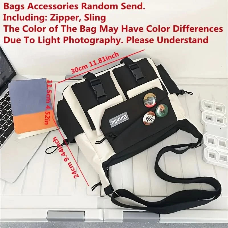 Nylon Messenger Bag Men Shoulder Bag Trendy Men's Messenger Bag, Student School Bag, Solid Color Crossbody Bags for Men Handbag - M & M Global