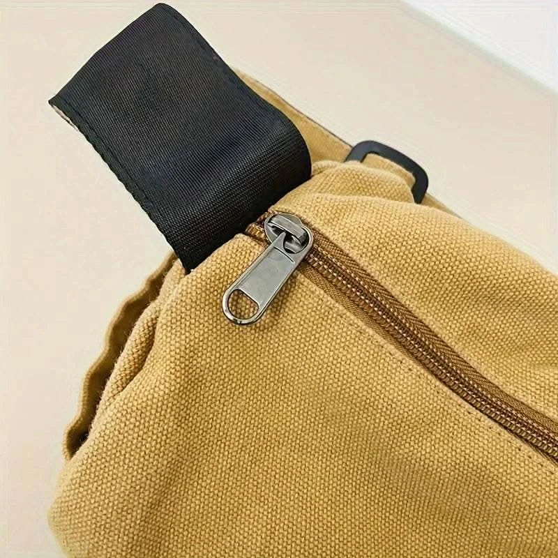 Casual Canvas Messenger Bag Versatile Flip Large Capacity Shoulder Book Bag For Student Adjustable Crossbody Bag For Men Women - M & M Global