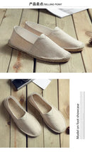 Women Sewing Flax Shoes Slip on Loafers Casual Shoes Man Espadrilles Hemp Canvas Flat Shoes Plus Size Fisherman Driving Footwear - M & M Global