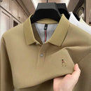 100% pure cotton high-end brand men's long sleeved polo shirt autumn fashion puppy embroidery design original top design T-shirt