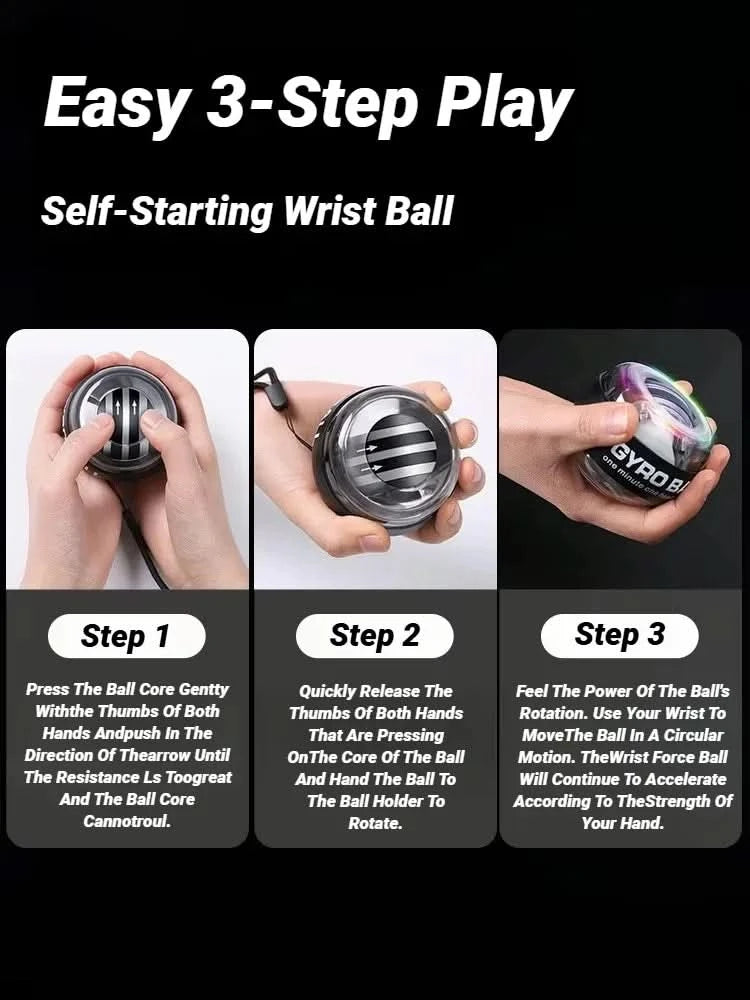 Gyroball Powerball Forearm Exerciser Muscle Fitness Equipment Gyroscope Power Ball Gyro Wrist Booster Trainer Hand Exercise - M & M Global