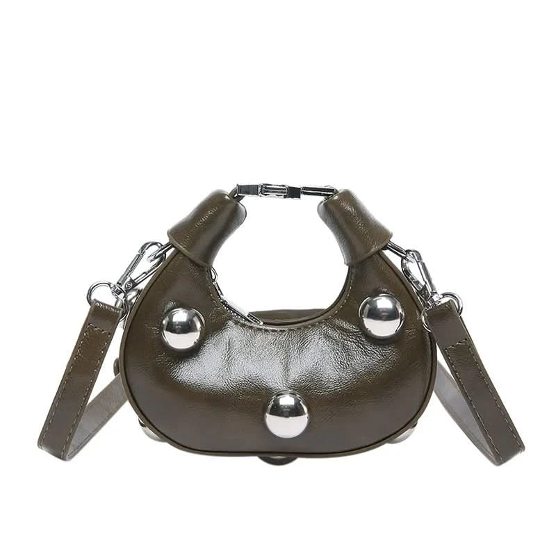 Retro Versatile Ladies Mini Handbag Women Big Rivet Personality Luxury Designer Crossbody Bags for Women Streetwear Shoulder Bag - M & M Global