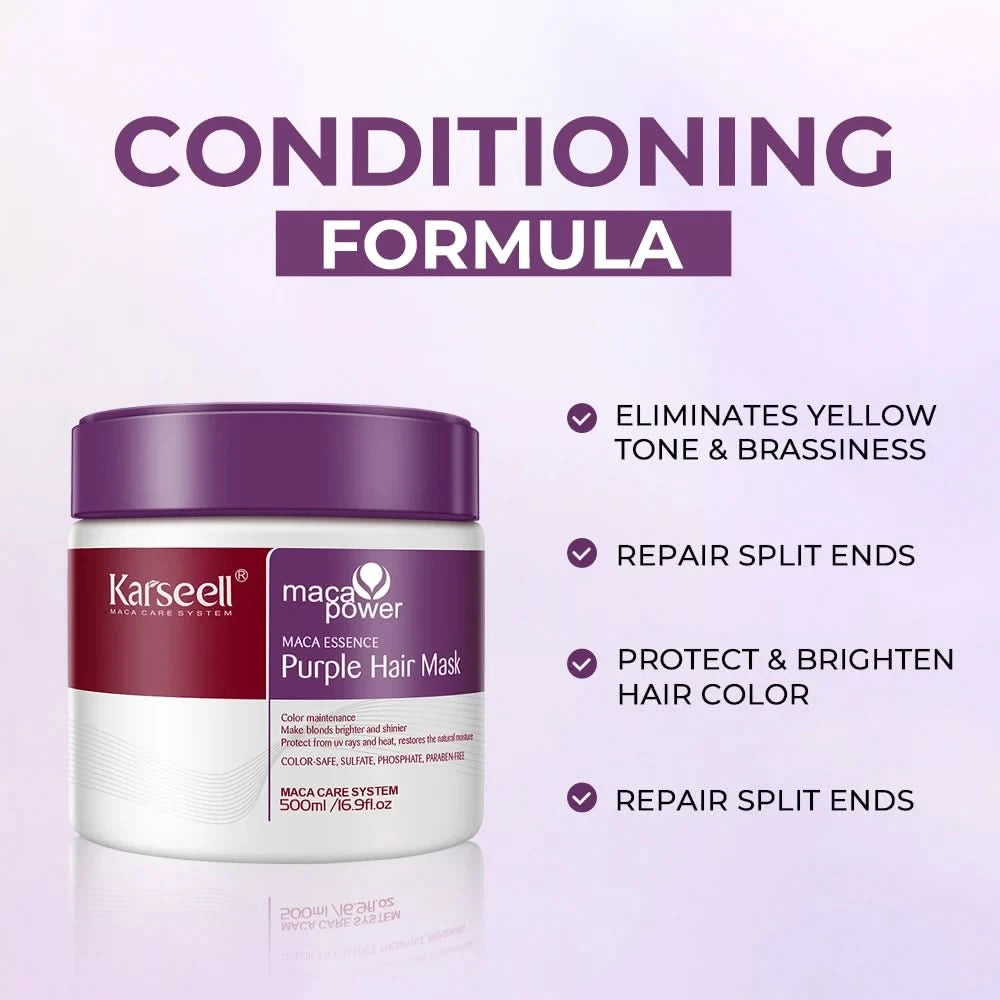 Karseell 500ml Purple Hair Mask Professional Neutralizes Brass  Yellow Tones For Blonde Silver Gray Highlighted Hair - M & M Global