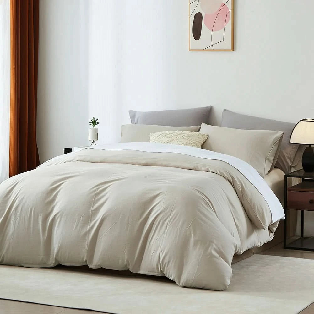 Boho Duvet Cover – All Season Soft Bedding Set, Solid Color Chic Duvet Cover for Twin, Full, Queen, King – Lightweight Bohemian Style Bedroom Decor