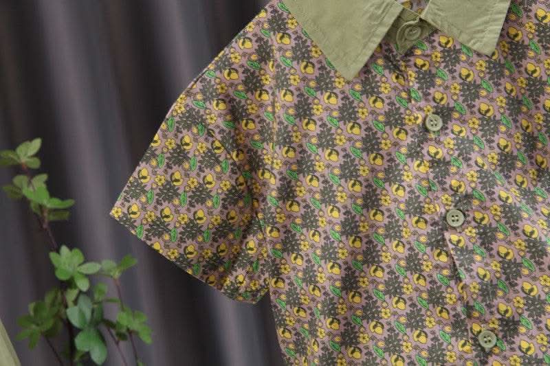 2023 Summer Brother Sister Outfits Boy Kid Flower Casual Shirt+Shorts 2pcs Girl Flower set - M & M Global