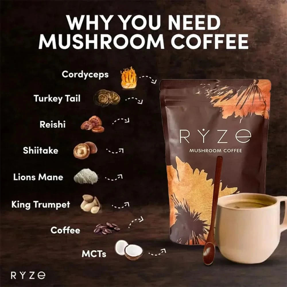 Organic Mushroom Coffee - Shiitake, Cordyceps, Supports Immune, Focus, Concentration, Stress, Digestion & Energy - 1 Pack - M & M Global