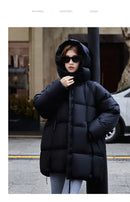 2025 Winter New Down Coat Women Parkas Fashion Long Hooded Outerwear Female Cotton-padded Padded Jacket Loose Ladies Overwear