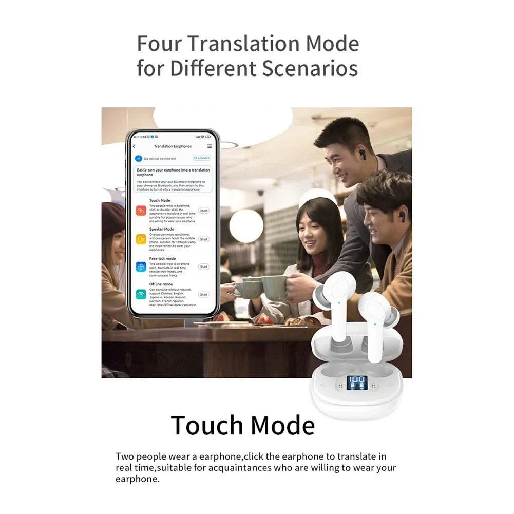 B11 Translator Earbuds 144 Languages Real Time Translator Earphones Smart Voice Translator Earbuds ENC Noise Canceling Wireless - M & M Global