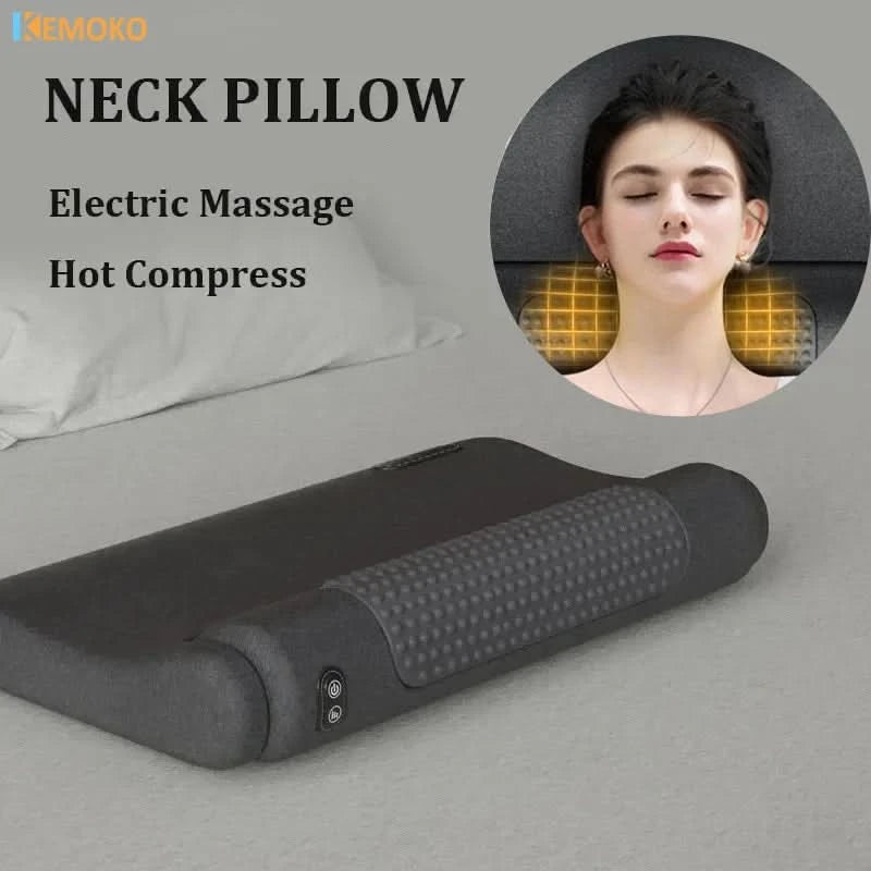 Heating Vibration Neck Massager Electric Cervical Pillow Back Traction Relax Sleeping Shoulder Neck Trapezius Muscle Massager - M & M Global