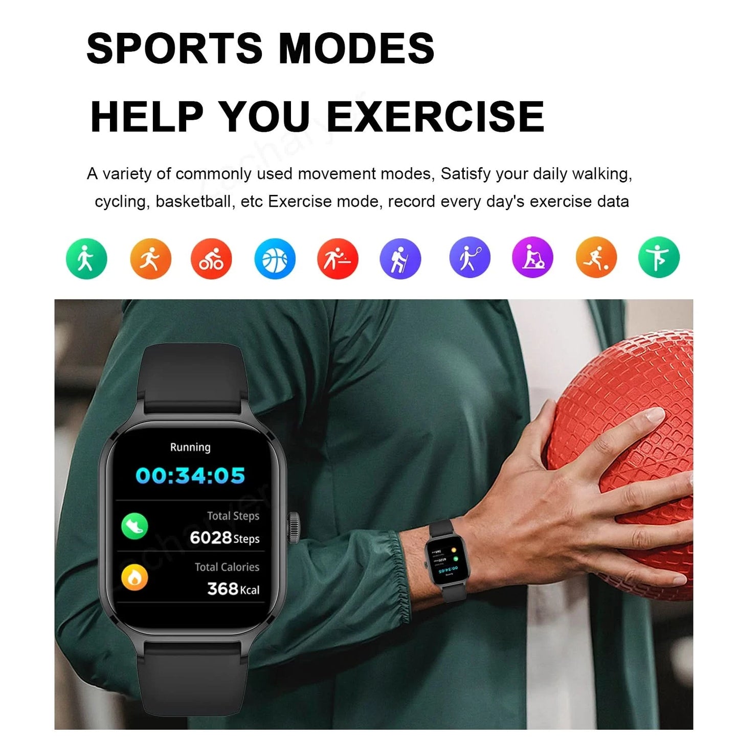 Smartwatch Sports Watches Bluetooth Call Touch Dial for Android / iPhone Music Fitness Tracker