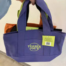 Trader Joe's 2-Pack Reusable Tote Bags - Orange & Purple Canvas Shopping Bags, Durable Grocery Tote for Farmers Market