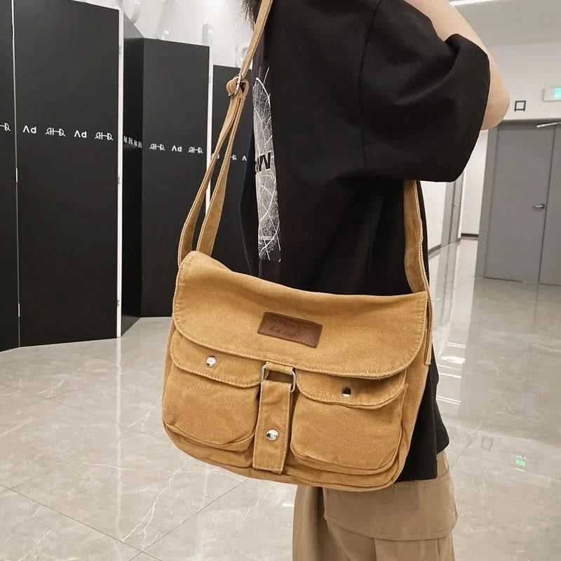 High Quality Canvas Handbag Shoulder Bags Large Capacity Crossbody Bags For Women Simple Casual Messenger Bag Student School Bag - M & M Global