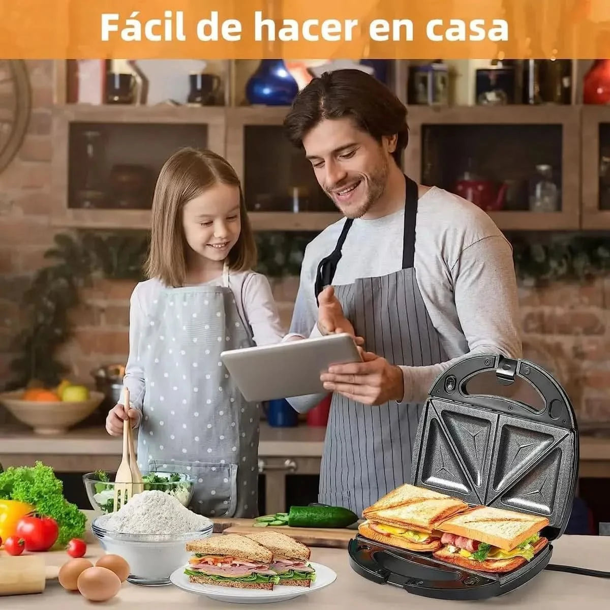 6 in 1 Waffle Iron Set, Panini Press Grill and Electric Sandwich Maker with Removable Non-Stick Plate, Ideal for Cooking Grilled - M & M Global