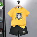 Tiger head Print Brand Kids T-shirt Boys Girls red Toddlers age 3-12 Fashion Clothing Short Sleeve+Shorts Outdoor Sports Set - M & M Global