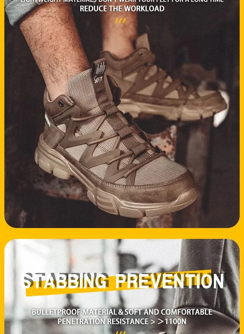 Composite Toe Work Boots Mens Puncture-Proof Midsole Non-Slip Breathable & Comfort Fit for Warehouse Use Anti-smash Work Boots