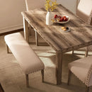 Rustic Dining Table, Farmhouse Kitchen Dining Chairs , Charming 60" Rectangular Wooden Table& Upholstered