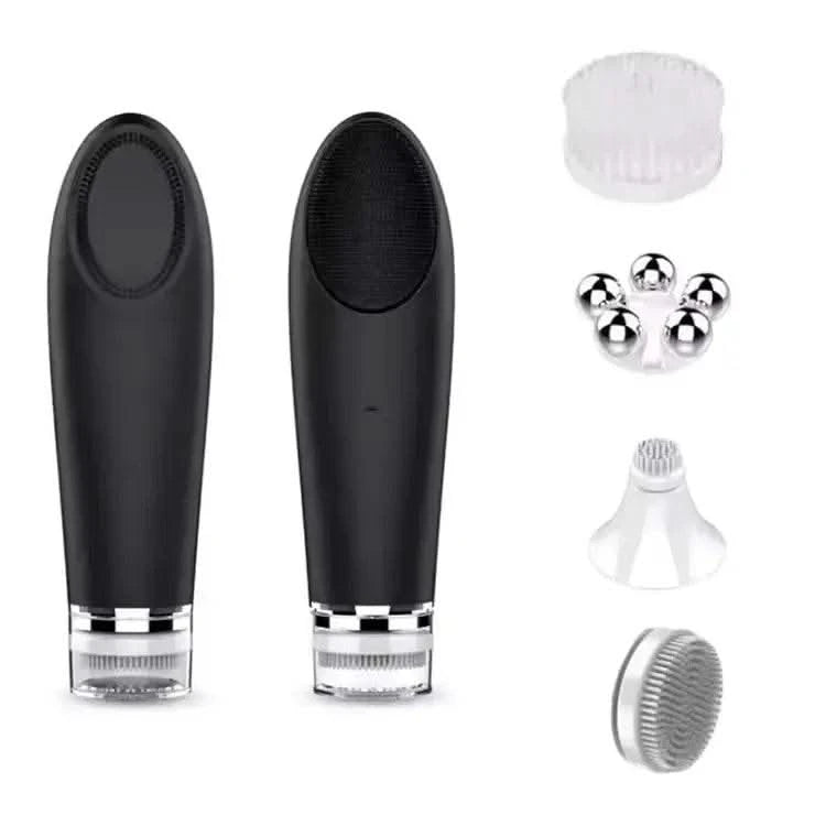 2024 New Rechargeable Sonic Facial Cleansing Brush with Hot and Cool Compress Silicone Face Cleanser for Deep Cleaning - M & M Global
