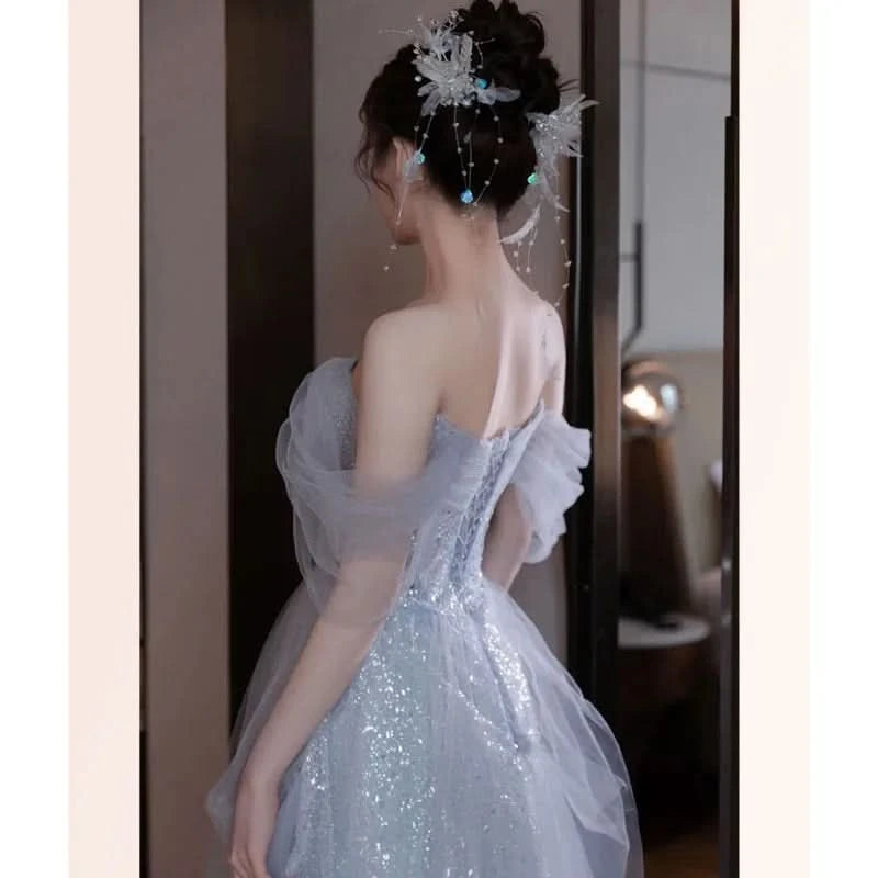 Y2k Evening Dresses Women's 2025 New Summer Banquet Long Dress Slim Sexy Light Luxury Art Test Host Adult Birthday Party Dress - M & M Global