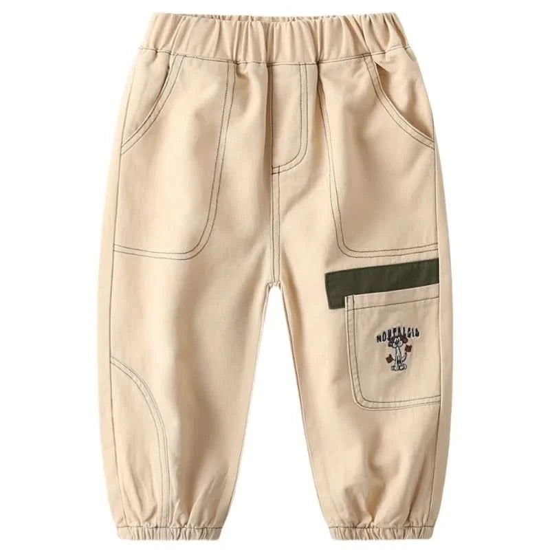 Wholesale New Children Boy Trousers Embroiedry Pockets Spliced Kids Boys Pants Casual Cotton Infant Babys Boys Bottoms 2-8Y Pant - M & M Global