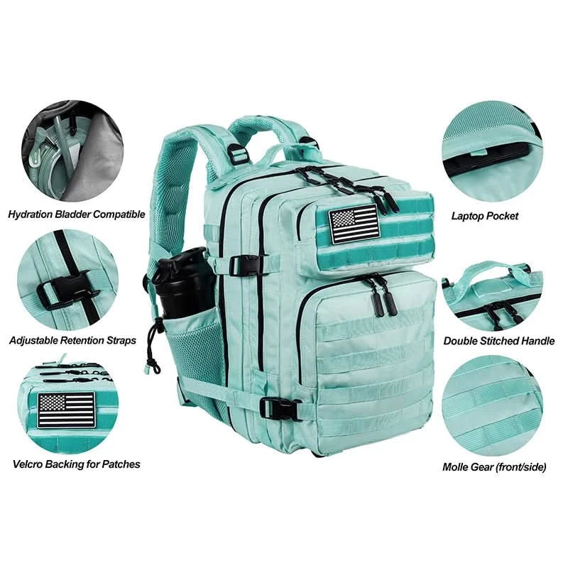 LHl 35L Tactical Backpack Small Athlete Gym Bag for Men/Women Qutdoor Travel Hiking Molle Rucksack with Bottle Holder - M & M Global