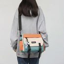Unisex Student Messenger Bag Large Capacity Flap Crossbody Bag Contrast Color Casual Shoulder Bag for College Travel Business - M & M Global